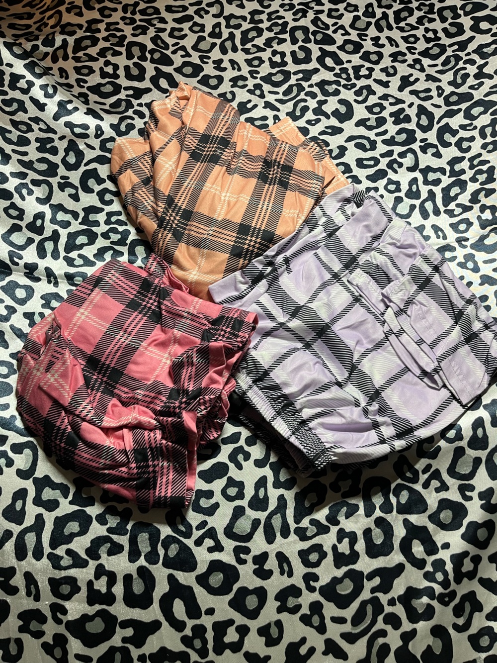 Women’s Plaid Casual Elastic-Waist pants - Pink, Peach & Lavender